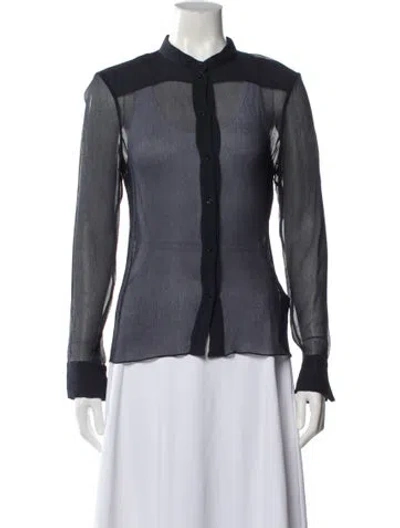 Pre-owned Chloé Silk Long Sleeve Blouse W/ Tags In Blue