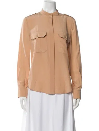 Pre-owned Chloé Silk Long Sleeve Blouse W/ Tags In Brown