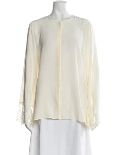 Pre-owned Chloé Silk Long Sleeve Blouse W/ Tags In Neutral