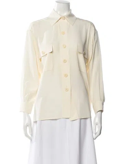 Pre-owned Chloé Silk Long Sleeve Blouse In White