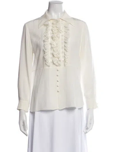 Pre-owned Chloé Silk Long Sleeve Blouse In White
