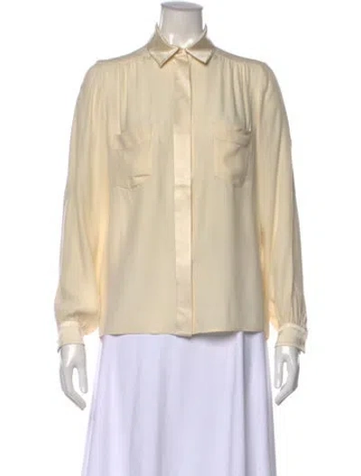 Pre-owned Chloé Silk Long Sleeve Blouse In White