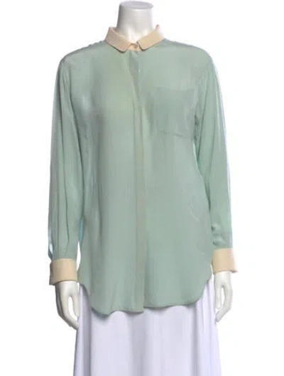 Pre-owned Chloé Silk Long Sleeve Button-up Top