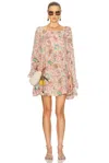 Chloé Bouquet-printed Organic Silk Crepe De Chine Mini Cape Dress
