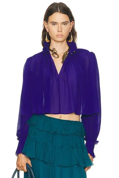 Chloé Silk Long Sleeve Top In Purple