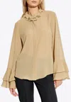 Chloé Silk Long-sleeved Ruffled Blouse