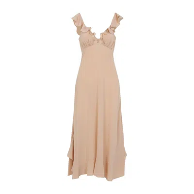CHLOÉ CHLOÉ SILK MAXI DRESS WITH RUFFLED STRAPS