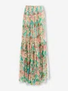 Chloé Pleated Tiered Floral-print Silk-chiffon Maxi Skirt