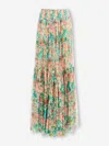 Chloé Pleated Tiered Floral-print Silk-chiffon Maxi Skirt