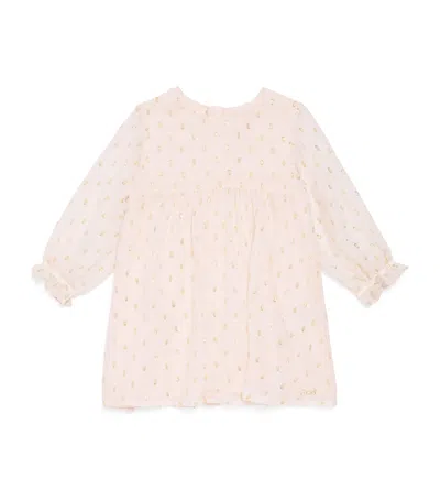 Chloé Kids' Silk Metallic Ceremony Dress In Neutral