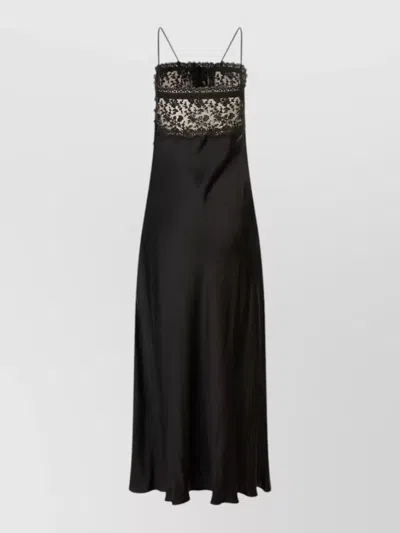 Chloé Lace-trimmed Silk-satin Midi Dress In Black