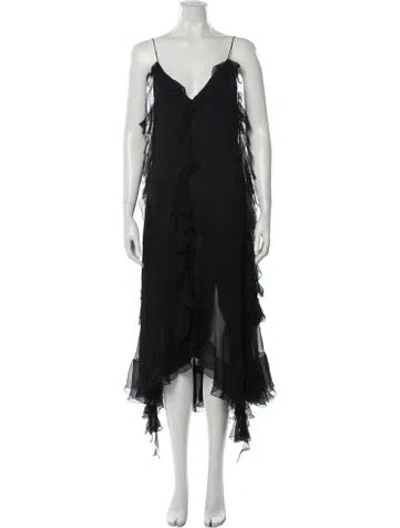 Pre-owned Chloé Silk Midi Length Dress In Black