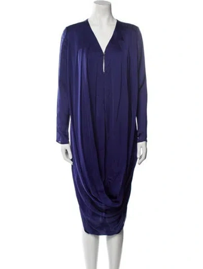 Pre-owned Chloé Silk Midi Length Dress In Blue