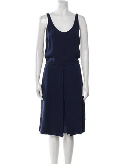 Pre-owned Chloé Silk Midi Length Dress In Blue