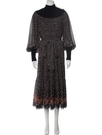 Pre-owned Chloé Silk Midi Length Dress In Blue