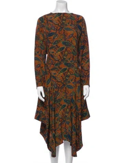 Pre-owned Chloé Silk Midi Length Dress In Brown