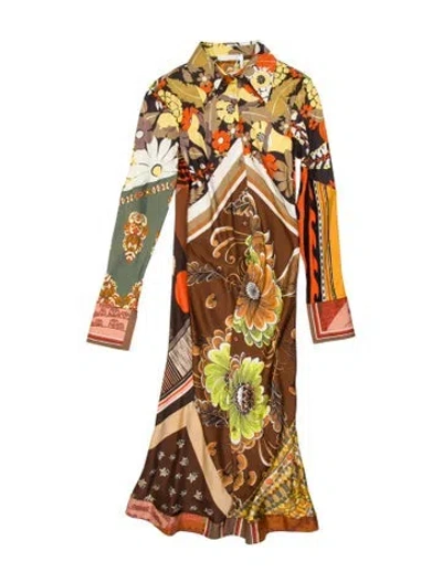 Pre-owned Chloé Silk Midi Length Dress In Brown