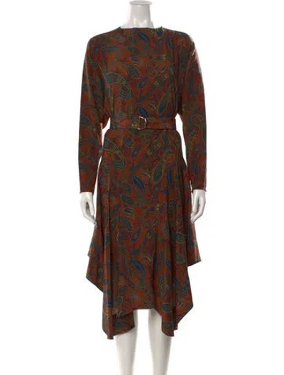 Pre-owned Chloé Silk Midi Length Dress In Brown