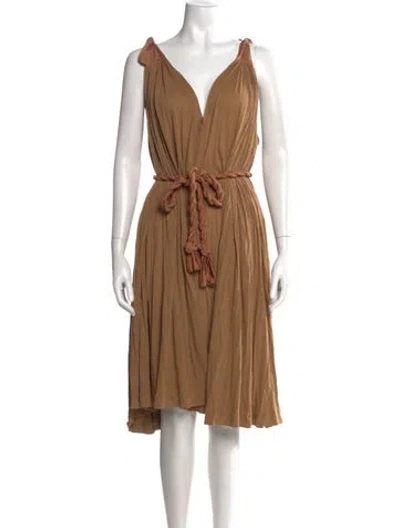 Pre-owned Chloé Silk Midi Length Dress In Brown
