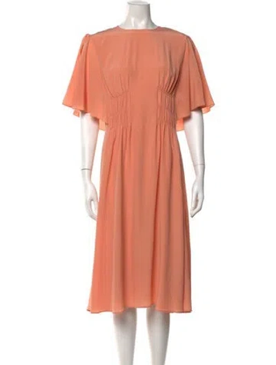 Pre-owned Chloé Silk Midi Length Dress In Orange