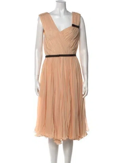 Pre-owned Chloé Silk Midi Length Dress In Pink