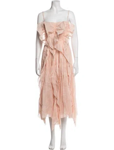 Pre-owned Chloé Silk Midi Length Dress In Pink