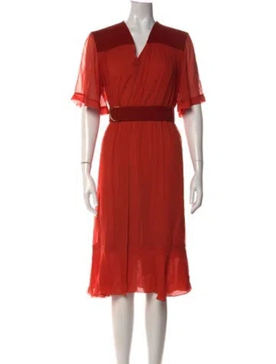 Pre-owned Chloé Silk Midi Length Dress In Red