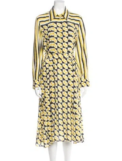 Pre-owned Chloé Silk Midi Length Dress In Yellow