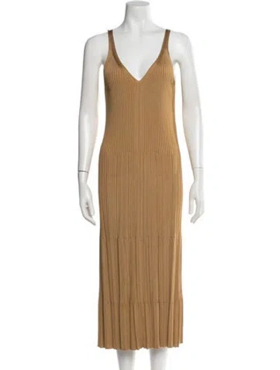 Pre-owned Chloé Silk Midi Length Dress In Yellow