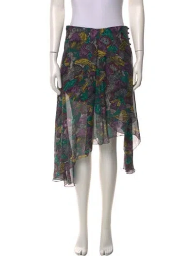 Pre-owned Chloé Silk Midi Length Skirt In Green