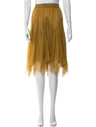 Pre-owned Chloé Silk Midi Length Skirt In Yellow