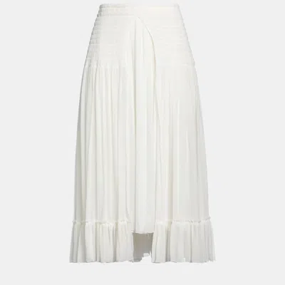 Pre-owned Chloé Silk Midi Skirt 36 In White