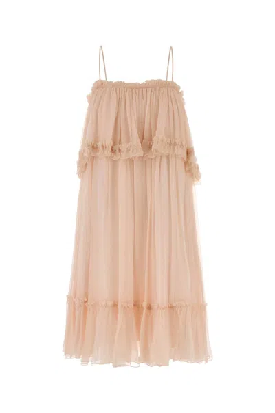 Chloé Silk Mini Dress In Brown