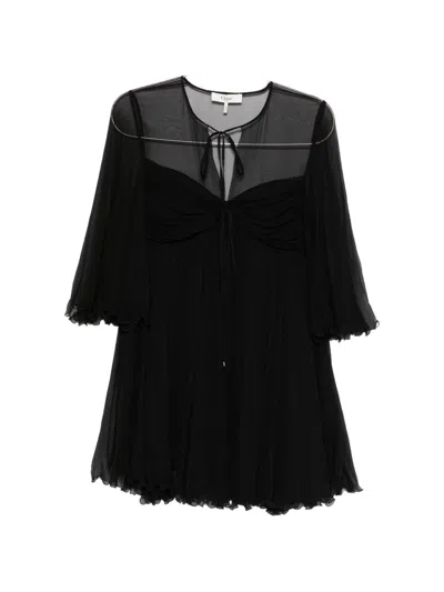 Chloé Tie-detail Ruffled Mini Dress In Black