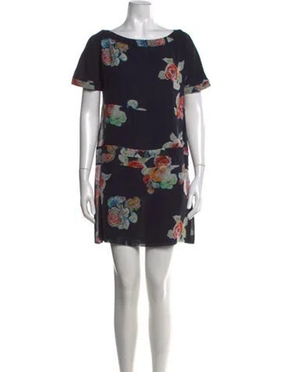 Pre-owned Chloé Silk Mini Dress In Blue