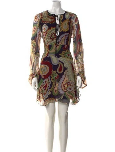 Pre-owned Chloé Silk Mini Dress In Blue