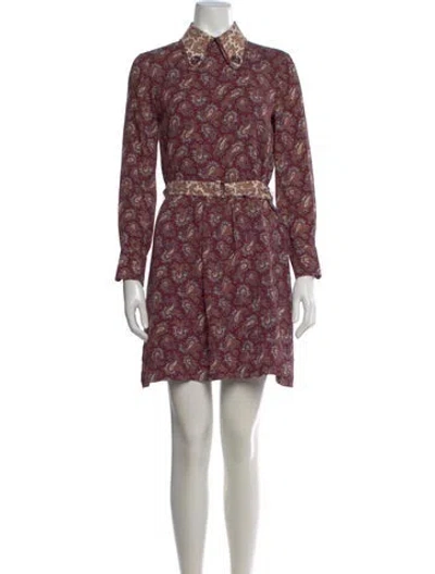 Pre-owned Chloé Silk Mini Dress In Burgundy