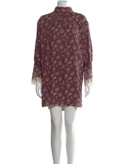 Pre-owned Chloé Silk Mini Dress In Burgundy