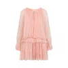 Chloé Women Pink Mini Dress With Drawstring On The Front And Cape Design In Silk Woman In Brown