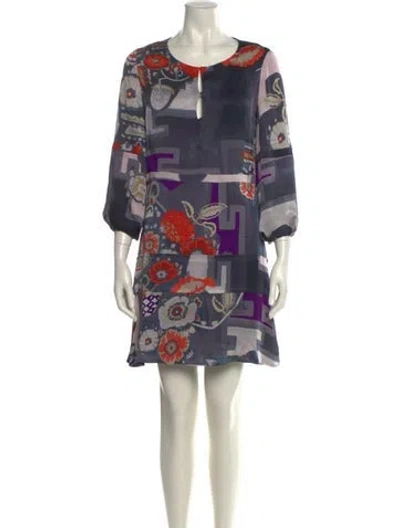 Pre-owned Chloé Silk Mini Dress In Gray