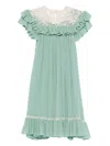 Chloé Ruffled Lace-trimmed Silk Georgette Mini Dress In Green
