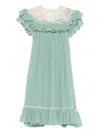 Chloé Ruffled Lace-trimmed Silk Georgette Mini Dress In Green