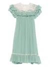 Chloé Ruffled Lace-trimmed Silk Georgette Mini Dress In Green