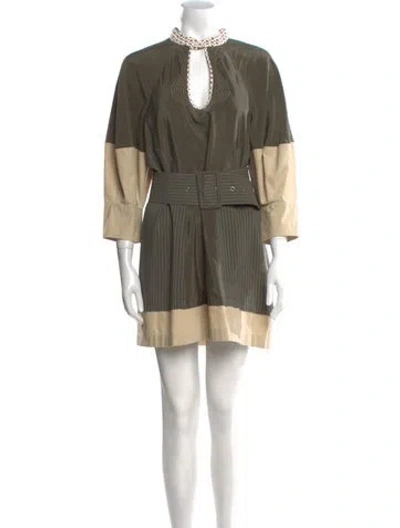 Pre-owned Chloé Silk Mini Dress In Green