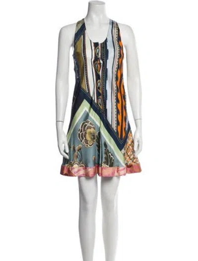 Pre-owned Chloé Silk Mini Dress In Green