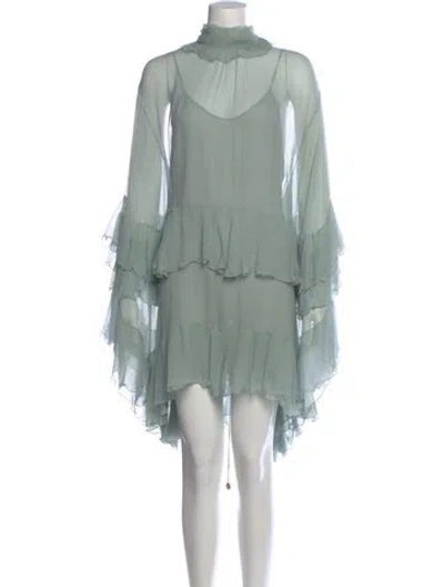 Pre-owned Chloé Silk Mini Dress In Green