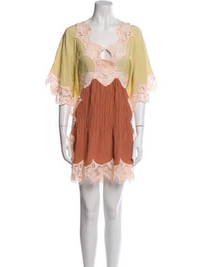 Pre-owned Chloé Silk Mini Dress In Neutral