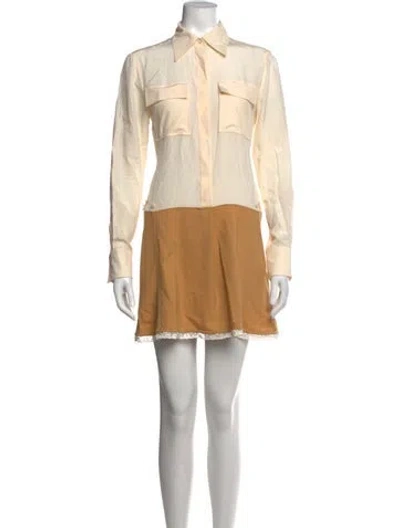 Pre-owned Chloé Silk Mini Dress In Neutrals