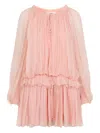 Chloé Tiered Organic Silk Mousseline Mini Dress In Pink