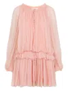 Chloé Tiered Organic Silk Mousseline Mini Dress In Pink